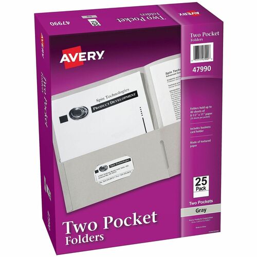 2-Pocket Folder, Letter-Size, 20 Sheets/Pocket, Gray 125/CT