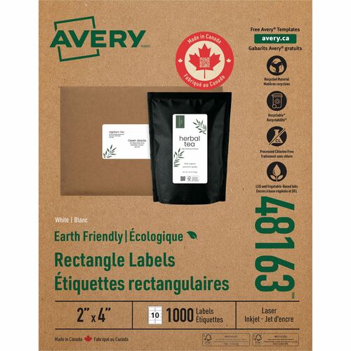 Labels, Shipping, 2" x 4", White 1000/BX