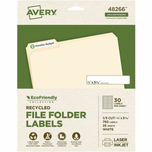 Labels, Mailing, 2/3" x 3-7/16", White 750/PK