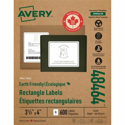Labels, Shipping, 3-1/3" x 4", White 600/BX