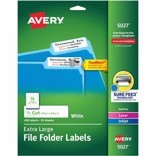 Extra Large Filing Labels, 15/16"x3-7/16", White 450/PK