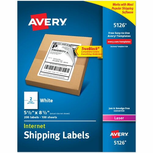 Laser Shipping Labels, Perforated, 5-1/2" x 8-1/2", White 200/BX