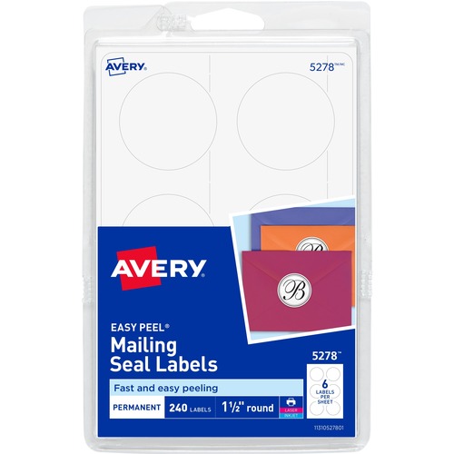 Mailing Seals, 1-1/2" Round, 4" x 6", White 240/PK