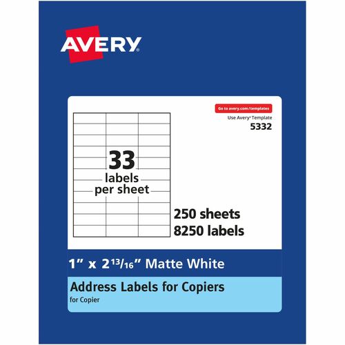Copier Label, Mailing, 1" x 2-3/16", White 8250/BX