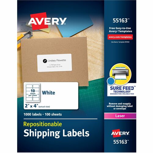 Laser Labels, Shipping, 2" x 4", White 1000/BX