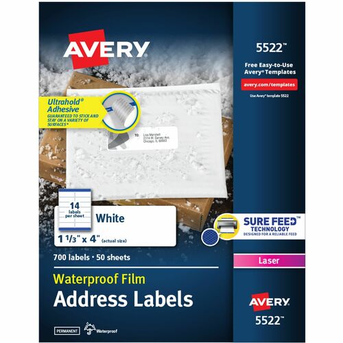 Mailing Labels, Weatherproof, 1-1/3" x 4", WE 700/PK