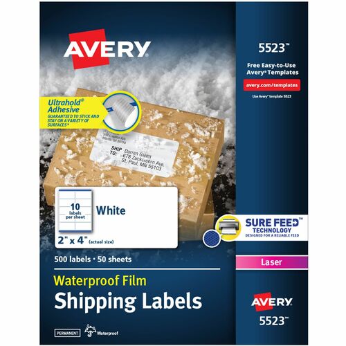 Mailing Labels, Weatherproof, 2" x 4", WE 500/PK