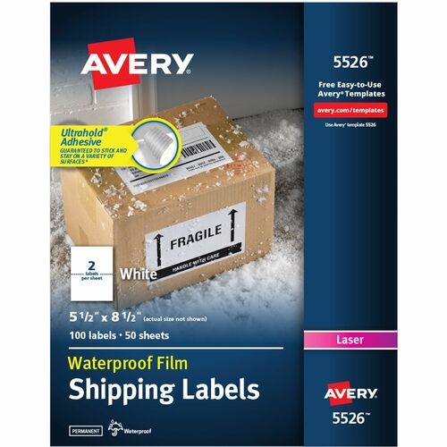 Mailing Labels, Weatherproof, 5-1/2" x 8-1/2", White 100/PK