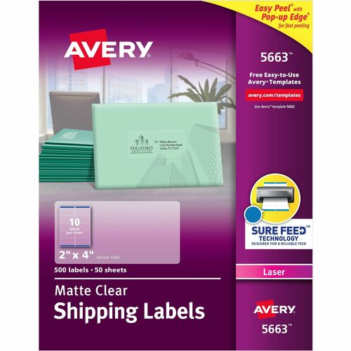 Laser Labels, Shipping, 2" x 4", Matte CL 500/BX