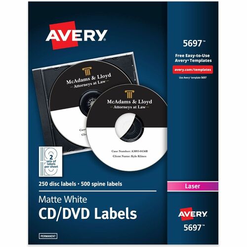 CD/DVD Labels, Laser, White 250/PK