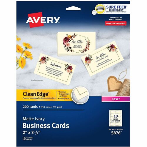 Printable Business Cards, 2-Sides, 3-1/2"x2", Ivory 200/PK