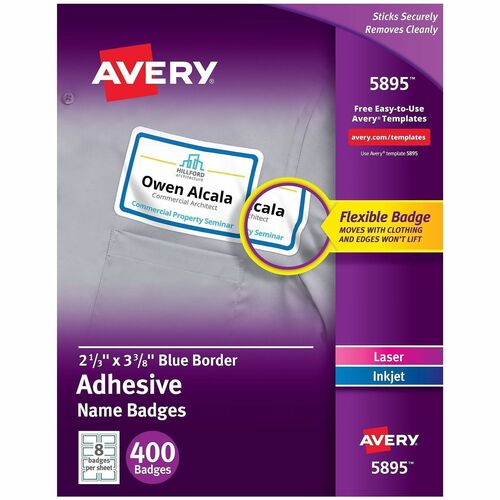 Name Badges, Laser/Inkjet, 2-1/3" x 3-3/8", Be Border/We 400/BX