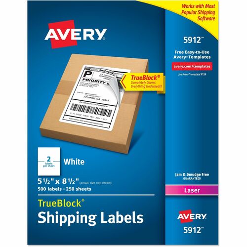 Internet Shipping Labels, 5-1/2" x 8-1/2", White 500/BX