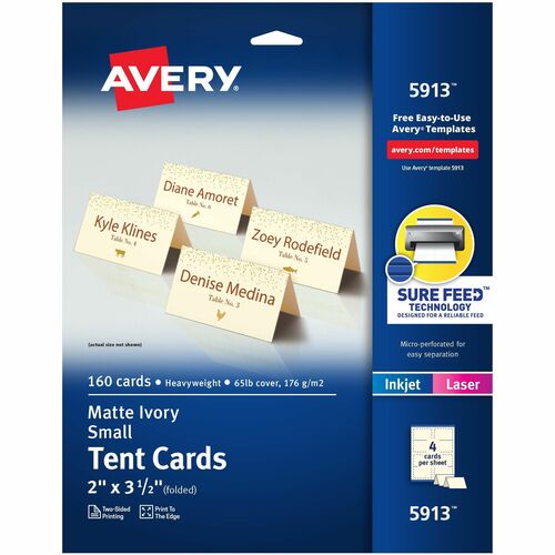 Tent Cards, 2" x 3-1/2", Ivory 160/PK