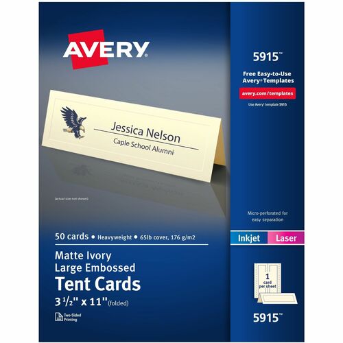 Laser/Inkjet Tent Cards, Large, 3-1/2" x 11", Ivory 50/PK