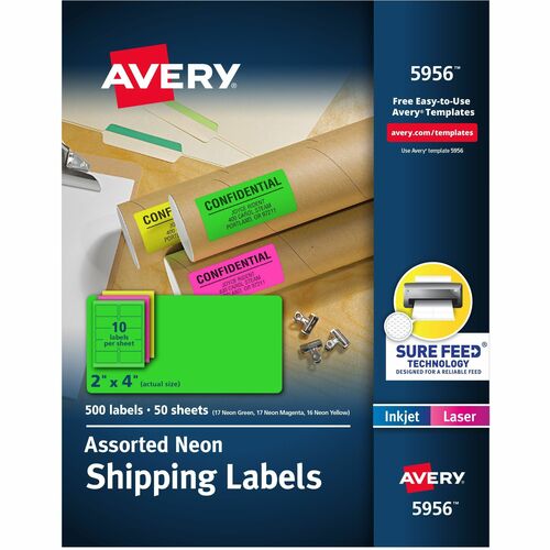 Shipping Labels, 10 Up, 2" x 4", 50 Sheets, 500 Labels, NE/Ast 500/BX