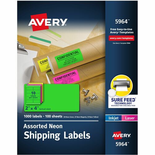 Shipping Labels, 10 Up, 2" x 4", NE/Ast 1000/BX