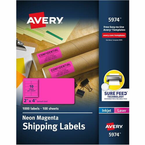 Shipping Labels, 10 Up, 2" x 4", NE/MA 1000/BX