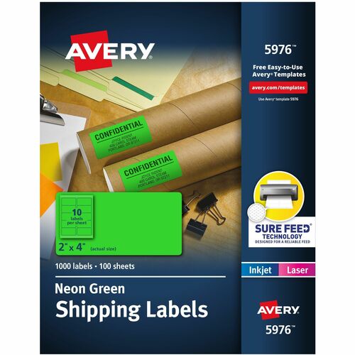 Shipping Labels, 10 Up, 2" x 4", NE/GN 1000/BX