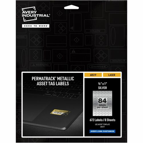 Labels, For Asset Tags, Metallic, 1/2" x 1", Silver 672/PK
