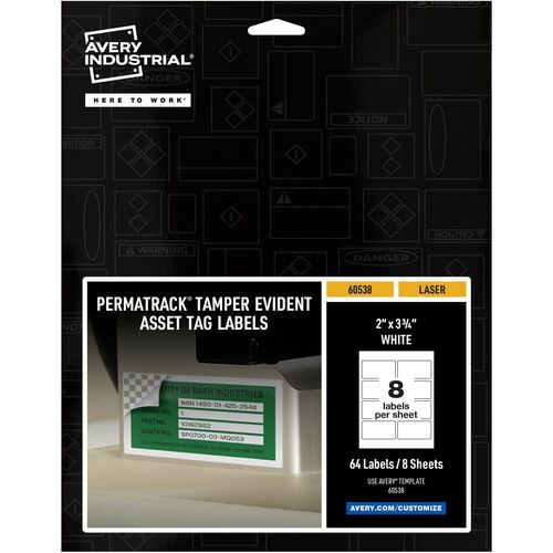 Asset Tag, Tamper-Proof, Laser, 3-3/4" x 2", We, 64/PK 5/CT