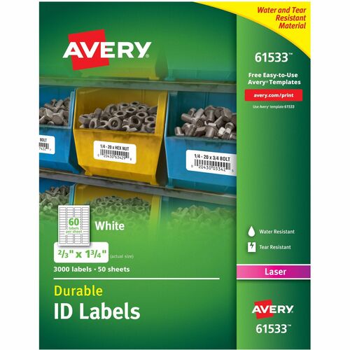 Durable ID Labels, White 3000/BX