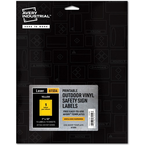 Sign Labels, Perm, Laser, 7" x 10", Yellow 15/PK