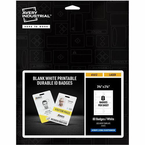 ID Badge, With Clip Hole, Poly, Tall, 11 Mil, 2.125"x3.375", White 80/PK
