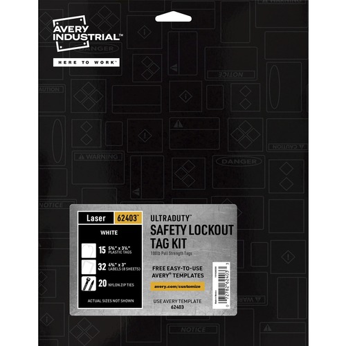 Tag Kit, Loto, Permanent, Laser, 5-3/4"x3-1/4", White 15/PK