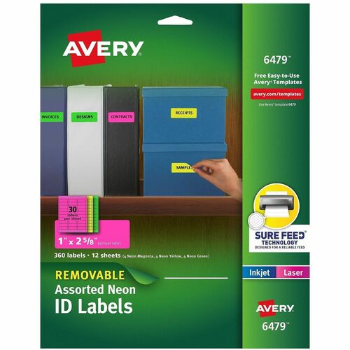 Laser/Inkjet Labels, Removable, 30 Up, 1" x 2-5/8", NE/AST 360/PK