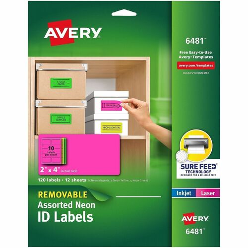 Laser/Inkjet Labels, Removable, 10 Up, 2" x 4", NE/AST 120/PK