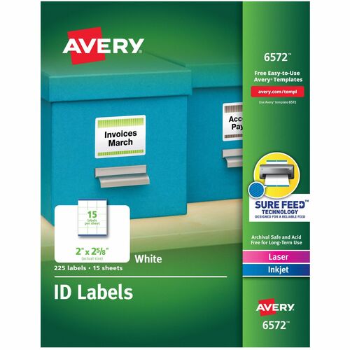 Perm ID Labels, 1-1/4"x1-3/4", White 225/PK