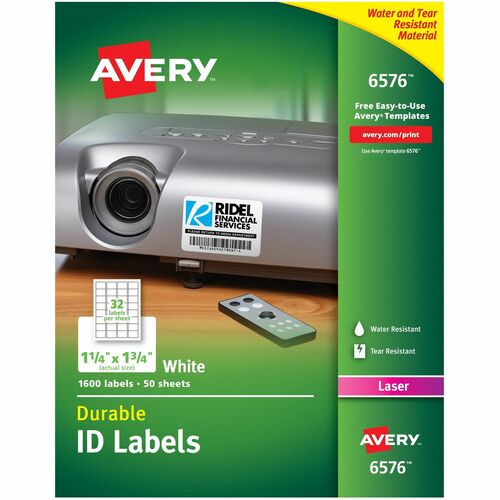 Durable ID Labels, Laser, Permanent, 1-1/4"x1-3/4", WE 1600/PK