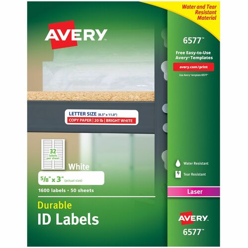 Durable ID Labels, Laser, Permanent, 5/8"x3", WE 1600/PK