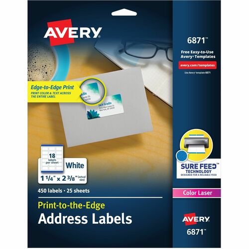Laser Labels, Matte, Mailing, 1-1/4"x2-3/8", White 450/PK