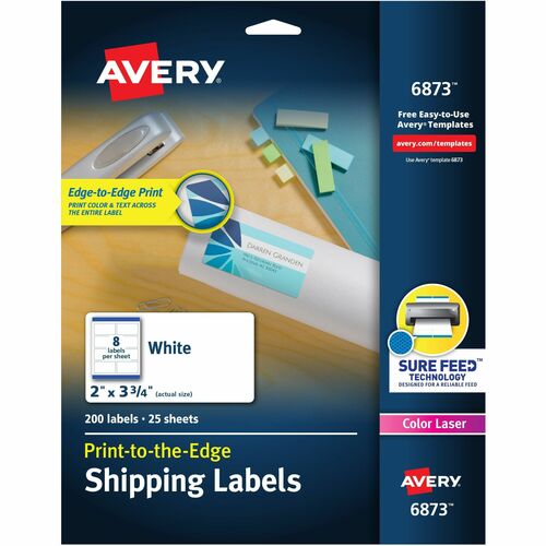 Laser Labels, Matte, Mailing, 2" x 3-3/4", White 200/PK