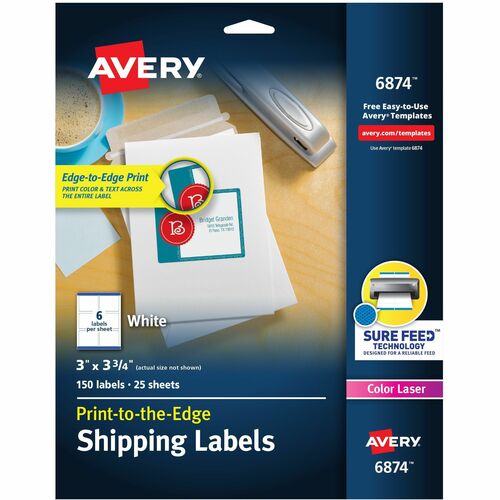 Laser Labels, Matte, Mailing, 3" x 3-3/4", White 150/PK