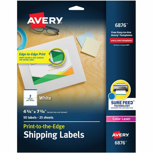 Laser Labels, Matte, Half Sheet, 4-3/4" x 7-3/4", White 50/PK