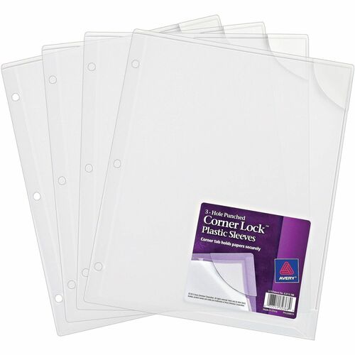 Plastic Binder Sleeve, Corner Lock, 20 Page Capacity, Clear 4/PK