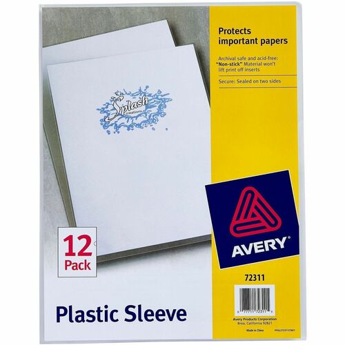 Sleeves, Lightweight Plastic, 8-1/2" x 12", Clear 12/PK