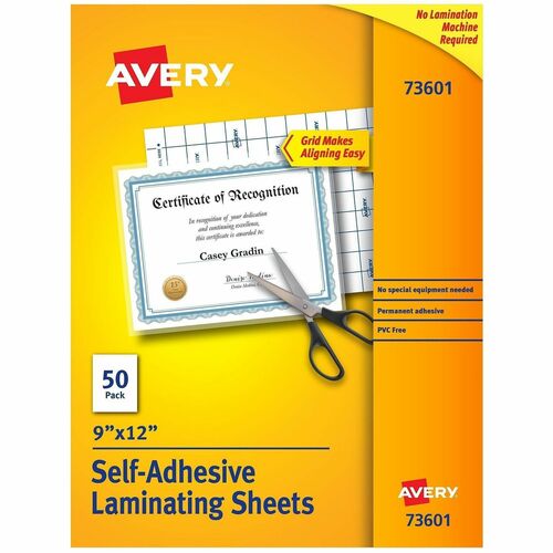 Self-Adhesive Laminating Sheets, 9" x 12", Clear 50/BX