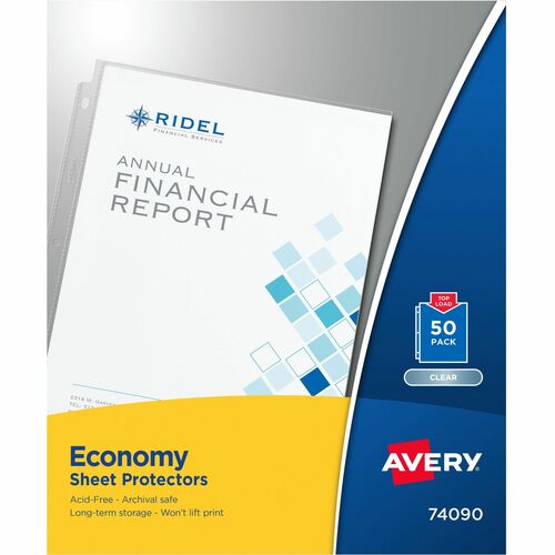 Sheet Protectors, Economy, 3 Hole Punch, Top-Load, 11" x 8-1/2", Clear 50/BX