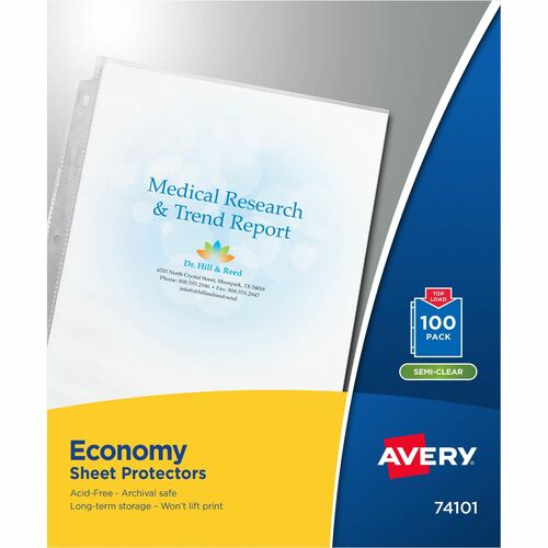 Sheet Protectors, Economy Weight, 11" x 8-1/2", Semi-Clear 100/BX