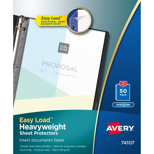 Sheet Protectors, Heavyweight, Nonglare, 11" x 8-1/2", Clear 50/BX
