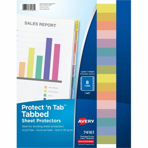 Tab Sheet Protectors, 8 Tab/Sheet, 8-1/2" x 11", Clear 8/ST
