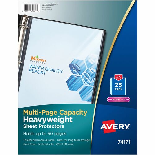 Sheet Protectors, Top Load, 11" x 8-1/2", Diamond Clear 25/PK
