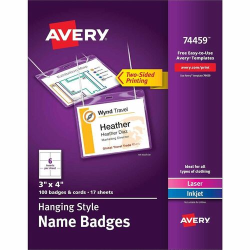 Neck Name Badge, Soft/Flexible, Top Load, 3"x4", White 100/BX