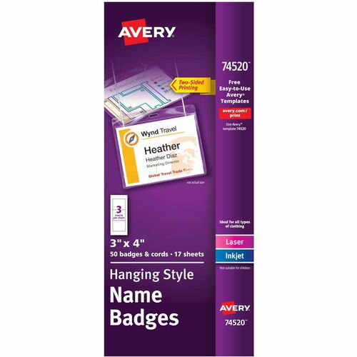 Neck Name Badge, Soft/Flexible, Top Load, 3" x 4", White 50/BX