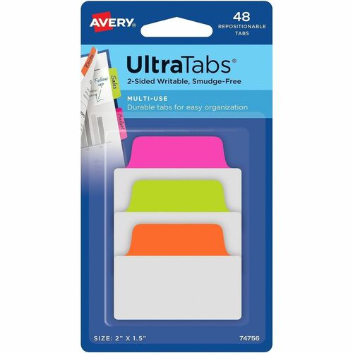 Tabs, Repositionable, 2-Sided, 2" x 1-1/2", NE 48/PK