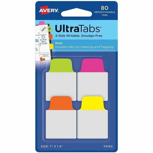 Ultra Mini Tabs, 1" x 1-1/2", Neon 80/PK